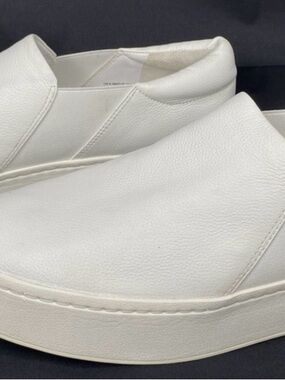 Vince White Leather Slip-On Platform Sneakers